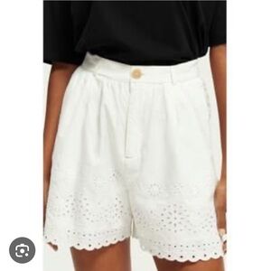 Scotch & Soda White Eyelet High Waist Shorts